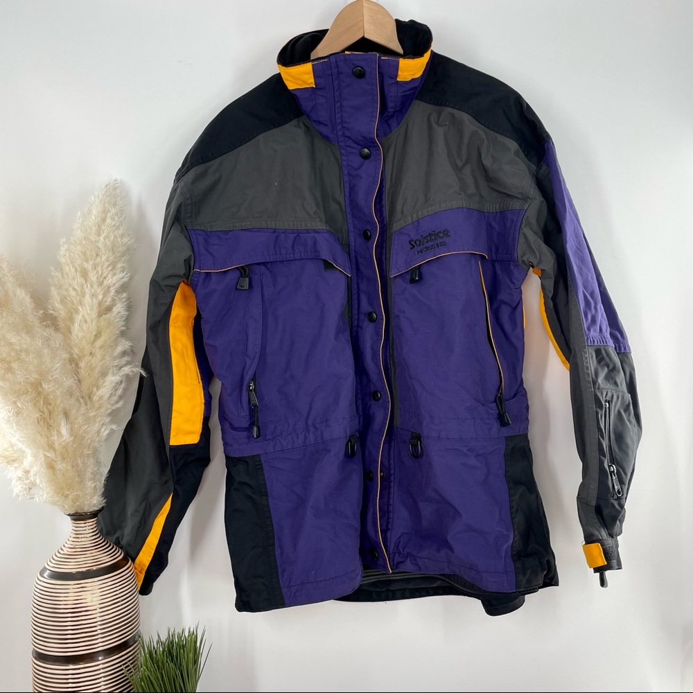 Solstice Microshed Purple Yellow Ski Jacket 90s Style Retro Parka Women